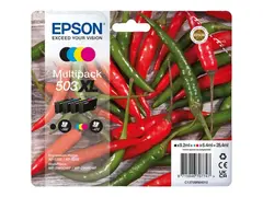Epson 503XL Multipack - 4-pack XL - svart, cyan, magenta, gul - original - blister - blekkpatron - for Expression XP-5205; Expression Home XP-5200; WorkForce WF-2965DWF