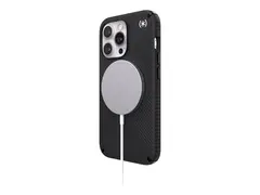 Speck Presidio 2 Grip - Baksidedeksel for mobiltelefon MagSafe-samsvar - svart-hvit - for Apple iPhone 13 Pro Max