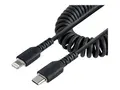 StarTech.com 1m (3ft) USB C to Lightning Cable, MFi Certified, Coiled iPhone Charger Cable, Black, Durable and Flexible TPE Jacket Aramid Fiber, Heavy Duty Coil Charging Cable Rugged USB Lightning Cable - Lightning-kabel - 1 m