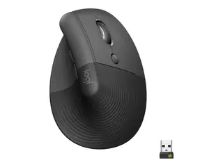 Logitech Lift Vertical Ergonomic Mouse - Vertikal mus ergonomisk - optisk - 6 knapper - tr&#229;dl&#248;s - Bluetooth, 2.4 GHz - Logitech Logi Bolt USB-mottaker - grafitt