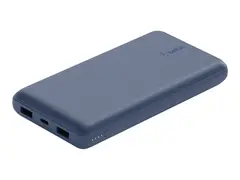 Belkin BoostCharge - Strømbank - 20000 mAh 15 watt - 3 utgangskontakter (USB, 24 pin USB-C) - på kabel: USB-C - blå