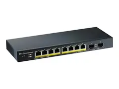 Zyxel GS1900-10HP - Switch - smart - 8 x 10/100/1000 (PoE+) + 2 x Gigabit SFP stasjon&#230;r, veggmonterbar - PoE+ (77 W)