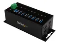 StarTech.com 7-Port USB 3.0 Hub Metal Industrial USB-A Hub with ESD Protection &amp; 350W Surge Protection - Din Rail, Wall or Desk Mountable - TAA Compliant USB Expander Hub (ST7300USBME) - hub - 7 porter