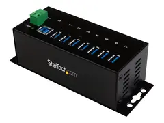 StarTech.com 7-Port USB 3.0 Hub - Metal Industrial USB-A Hub with ESD Protection &amp; 350W Surge Protection Din Rail, Wall or Desk Mountable - TAA Compliant USB Expander Hub (ST7300USBME) - hub - 7 porter
