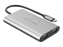 HyperDrive Dual - Video adapter 24 pin USB-C til HDMI, 24 pin USB-C - USB Power Delivery (100 W), 4K 30 Hz (HDMI 2. display), 4K 60 Hz (HDMI 1. display)