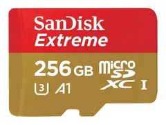 SanDisk Extreme - Flashminnekort (microSDXC til SD-adapter inkludert) 256 GB - A1 / Video Class V30 / UHS-I U3 - microSDXC UHS-I