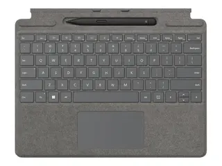 Microsoft Surface Pro Signature Keyboard Tastatur - med styreplate, akselerometer, lagrings- og ladebakke for Surface Slim Pen 2 - Nordisk - platina - kommersiell - med Slim Pen 2 - for Surface Pro 8, Pro X
