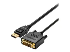 Kensington DisplayPort 1.1 (M) to DVI-D (M) Passive Cable, 6ft Adapterkabel - DisplayPort (hann) til DVI-D (hann) - DisplayPort 1.1 - 1.83 m - passiv, tommelskruer, 1080p-støtte - svart