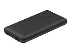 Belkin BoostCharge - Strømbank - 10000 mAh 15 watt - 3 utgangskontakter (2 x USB, 24 pin USB-C) - svart
