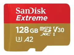 SanDisk Extreme - Flashminnekort (microSDXC til SD-adapter inkludert) 128 GB - A2 / Video Class V30 / UHS-I U3 / Class10 - microSDXC UHS-I