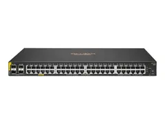 HPE Aruba 6100 48G Class4 PoE 4SFP+ 370W Switch Switch - Styrt - 48 x 10/100/1000 (PoE+) + 4 x 1 Gigabit / 10 Gigabit SFP+ - side til side-luftflyt - rackmonterbar - PoE+ (370 W)