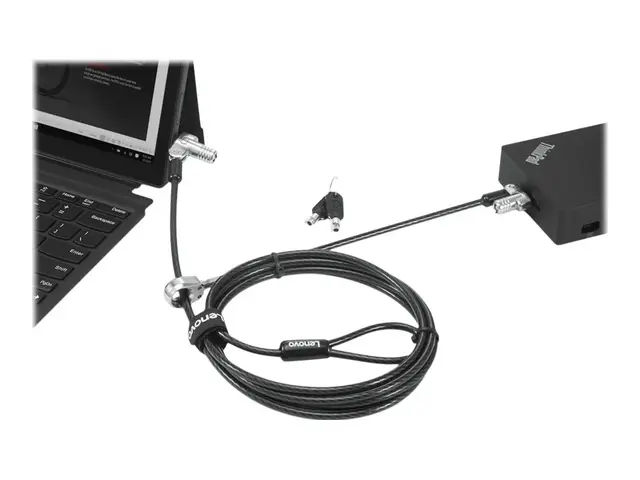 Kensington NanoSaver MasterKey Twin Head Lock Cable Lock Sikkerhetskabellås - svart - 2.4 m - for ThinkCentre M75t Gen 2; ThinkPad L13 Yoga Gen 3; T14s Gen 3; X13 Gen 3 