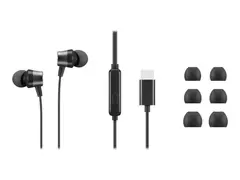 Lenovo Go - Ørepropper med mikrofon - i øret svart - for ThinkCentre M60q Chromebox; M70s Gen 3; M70t Gen 3; ThinkPad E14 Gen 3; P15v Gen 3