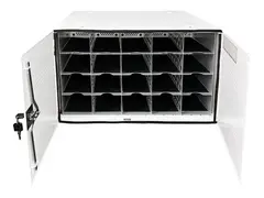 LEBA NoteBox Phones 20 - Kabinettenhet for 20 mobiltelefoner / mobile enheter / h&#229;ndholdte enheter - l&#229;sbar - st&#229;l - hvit - veggmonterbar, skrivebord - utgang: AC 230 V