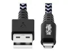 Eaton Tripp Lite Series Heavy-Duty USB-A to Lightning Sync/Charge Cable, MFi Certified M/M, USB 2.0, 3 ft. (0.91 m) - Lightning-kabel - USB hann til Lightning hann - 90 cm - hvit, svart