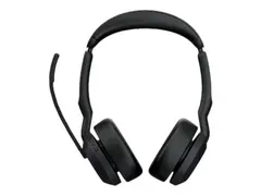 Jabra Evolve2 55 MS Stereo - Hodesett on-ear - Bluetooth - trådløs - aktiv støydemping - USB-A - svart - med ladestativ - Zoom Certified, Cisco Webex Certified, Optimized for Microsoft Teams, Alcatel-Lucent Certified, Avaya Certified, Unify Certified, MFi Certified, Amazon Chime Certified