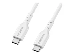 OtterBox - USB-kabel - 24 pin USB-C (hann) til 24 pin USB-C (hann) USB 2.0 - 3 A - 1 m - Rask lading - hvit