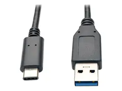 Eaton Tripp Lite Series USB-C to USB-A Cable (M/M), USB 3.2 Gen 2 (10 Gbps), Thunderbolt 3 Compatible, 3 ft. (0.91 m) USB-kabel - 24 pin USB-C (hann) til USB-type A (hann) - USB 3.1 Gen 2 - 91 cm - formst&#248;pt - svart