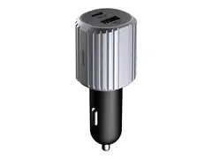 Unisynk - Bilstr&#248;madapter - 72 watt PD 2.0, PD 3.0 - 2 utgangskontakter (24 pin USB-C, USB-type A) - gr&#229;