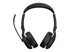 Jabra Evolve2 55 MS Stereo - Hodesett on-ear - Bluetooth - trådløs - aktiv støydemping - USB-A - svart - Zoom Certified, Certified for Microsoft Teams, Cisco Webex Certified, Optimert for UC, Alcatel-Lucent Certified, Avaya Certified, Unify Certified, MFi Certified, Google Meet Certified, Amazon Chime Certified, Google Fast Pair Certified