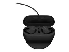 Jabra Evolve2 Buds UC - True wireless-hodetelefoner med mikrofon i øret - Bluetooth - aktiv støydemping - USB-A via Bluetooth-adapter - lydisolerende - svart - Zoom Certified, Optimert for Google Meet