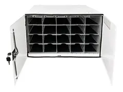 LEBA NoteBox Phones 20 - Lagringsboks - for 20 mobiltelefoner n&#248;kkell&#229;s, USB-C, 20 watt per port, med USB-C til Lightning-kabler - l&#229;sbar - st&#229;l - hvit - skjermst&#248;rrelse: inntil 7&quot; - veggmonterbar