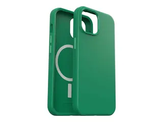 OtterBox Symmetry Series - Baksidedeksel for mobiltelefon MagSafe-samsvar - polykarbonat, syntetisk gummi, sølvfosfatglass - green juice (green) - for Apple iPhone 15