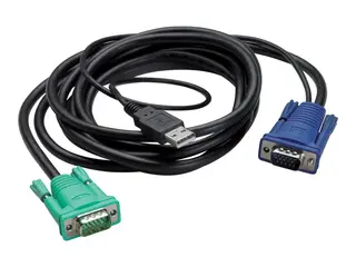 APC - Tastatur / video / musekabel (KVM) USB, HD-15 (VGA) (hann) til HD-15 (VGA) (hann) - 3.66 m - svart - for P/N: AP5201, AP5202, AP5808, AP5816, KVM1116R