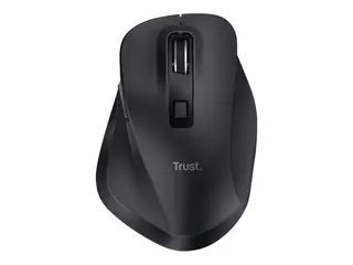Trust Fyda Comfort - Mus - ergonomisk - eco h&#248;yrehendt - optisk - 6 knapper - tr&#229;dl&#248;s - 2.4 GHz - USB tr&#229;dl&#248;s mottaker - svart