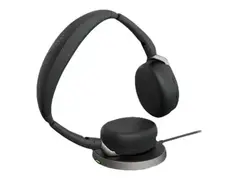 Jabra Evolve2 65 Flex MS Stereo Hodesett - on-ear - Bluetooth - tr&#229;dl&#248;s - aktiv st&#248;ydemping - USB-A - svart - med tr&#229;dl&#248;s ladepute - Certified for Microsoft Teams