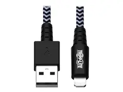 Eaton Tripp Lite Series Heavy-Duty USB-A to Lightning Sync/Charge Cable, MFi Certified M/M, USB 2.0, 6 ft. (1.83 m) - Lightning-kabel - USB hann til Lightning hann - 1.8 m - hvit, svart