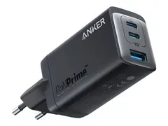 Anker 735 - Str&#248;madapter - 65 watt 5 A - Anker PowerIQ 4.0 - 3 utgangskontakter (USB-type A, 2 x USB-C) - svart