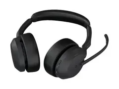 Jabra Evolve2 55 MS Stereo - Hodesett on-ear - Bluetooth - trådløs - aktiv støydemping - USB-C - svart - med ladestativ - Optimized for Microsoft Teams