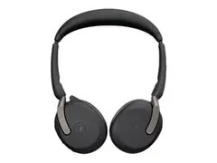 Jabra Evolve2 65 Flex MS Stereo Hodesett - on-ear - Bluetooth - trådløs - aktiv støydemping - USB-C - svart - Certified for Microsoft Teams