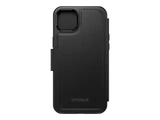 OtterBox - Beskyttelsesboks lommebok for mobiltelefon MagSafe-kompatibel - syntetisk skinn, magnet - skyggesvart - for Apple iPhone 14 Plus