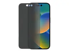 PanzerGlass - Skjermbeskyttelse for mobiltelefon ultrabred passform - glass - med personvernsfilter - 6.1" - rammefarge svart - for Apple iPhone 14 Pro