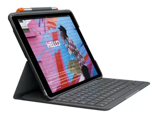 Logitech Slim Folio - Tastatur og folioveske trådløs - Bluetooth LE - QWERTZ - Tysk - Oxford-grå - for Apple 10.9-inch iPad Wi-Fi
