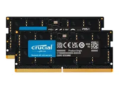 Crucial - DDR5 - sett - 64 GB: 2 x 32 GB SO DIMM 262-pin - 5200 MHz / PC5-41600 - CL42 - 1.1 V - on-die ECC