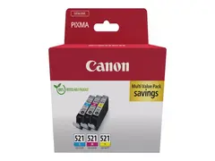 Canon CLI-521 C/M/Y Multi pack 3-pack - 9 ml - gul, cyan, magenta - original - boks - blekkbeholder - for PIXMA iP3600, iP4700, MP540, MP550, MP560, MP620, MP630, MP640, MP980, MP990, MX860, MX870