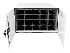 LEBA NoteBox Phones 20 - Kabinettenhet for 20 mobiltelefoner / mobile enheter / h&#229;ndholdte enheter - l&#229;sbar - st&#229;l - hvit - veggmonterbar, skrivebord - utgang: AC 230 V