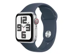 Apple Watch SE (GPS + Cellular) - 2. generasjon 40 mm - sølvaluminium - smartklokke med sportsbånd - fluorelastomer - stormblå - båndbredde: S/M - 32 GB - Wi-Fi, LTE, Bluetooth - 4G - 27.8 g