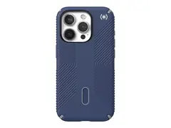 Speck Presidio 2 Grip - Baksidedeksel for mobiltelefon med klikkl&#229;s - MagSafe-samsvar - plastikk - kystbl&#229;, st&#248;vete gr&#229; - for Apple iPhone 15 Pro