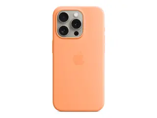Apple - Baksidedeksel for mobiltelefon - MagSafe-samsvar silikon - oransjesorbet - for iPhone 15 Pro