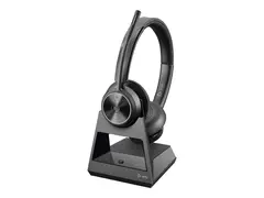 Poly Savi 7320-M Office - 7300 Office Series hodesett - on-ear - DECT - trådløs - svart - Certified for Microsoft Teams