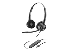 Poly EncorePro 320 - EncorePro 300 series hodesett - on-ear - kablet - USB-C - svart - Certified for Microsoft Teams