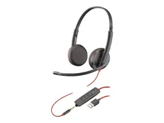 Poly Blackwire C3225 - Blackwire 3200 Series hodesett - on-ear - kablet - 3,5 mm jakk - svart - Skype Certified, Cisco Jabber Certified, Avaya Certified
