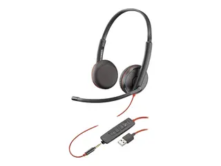 Poly Blackwire C3225 - Blackwire 3200 Series hodesett - on-ear - kablet - 3,5 mm jakk - svart - Skype Certified, Avaya Certified, Cisco Jabber Certified