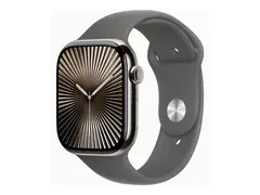Apple Watch Series 10 (GPS + Cellular) 46 mm - naturlig titan - smartklokke med sportsb&#229;nd - fluorelastomer - steingr&#229; - b&#229;ndbredde: M/L - 64 GB - LTE, Wi-Fi 4, UWB, Bluetooth - 4G - 41.7 g