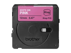 Brother BTAG-P35 - Hvit p&#229; rosa - Rull (1,2 cm x 4 m) 1 kassett(er) hengeboks merketape - for P-Touch PT-N10, PT-N20, PT-N25BT