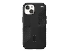 Speck Presidio 2 Grip - Baksidedeksel for mobiltelefon med klikkl&#229;s - MagSafe-samsvar - plastikk - svart, skifergr&#229; - for Apple iPhone 15